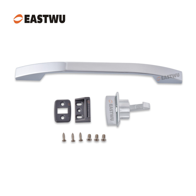 Cupboard Door Chrome Slim Metal Handle with Metal Hidden Locking Mechanism Lever Handles and locking system for caravan motorhome and RV