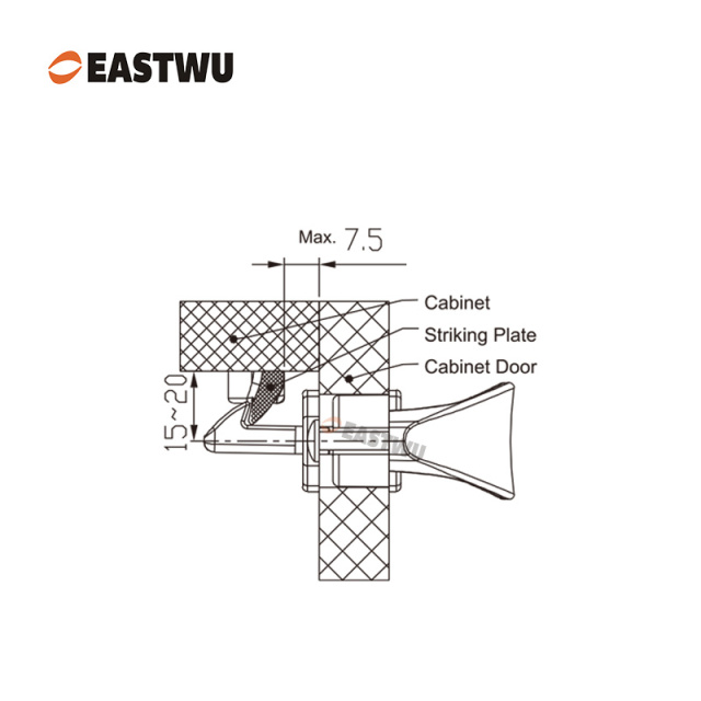 Chrome Cupboard Door Slim Metal Handle with Gray Plastic Hidden Locking Mechanism Lever Handles for caravan motorhome and RV