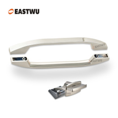 Brushed Nickel Cabinet Door Slim Metal Handle with Brushed Nickel Metal Hidden Locking Mechanism Lever Handles and locking system for caravan motorhome and RV