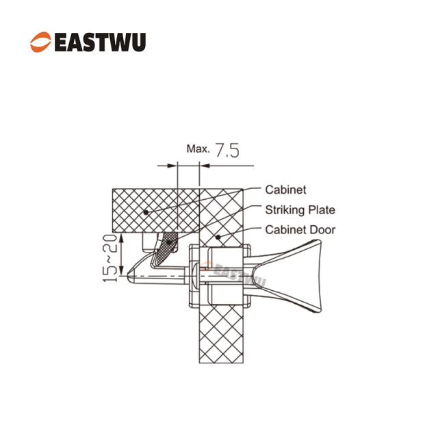 Matt Black Drawer Door Slim Metal Handle with Gray Plastic Hidden Locking Mechanism Lever Handles and locking system for caravan motorhome and RV