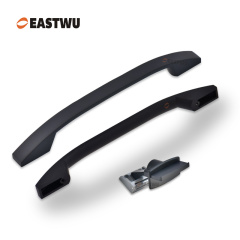 Matt Black Drawer Door Slim Metal Handle with Matt black Metal Hidden Locking Mechanism Lever Handles and locking system for caravan motorhome and RV