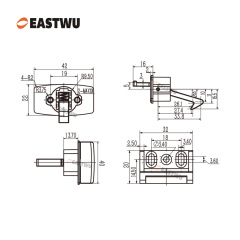 Cupboard Door Chrome Slim Metal Handle with Metal Hidden Locking Mechanism Lever Handles and locking system for caravan motorhome and RV