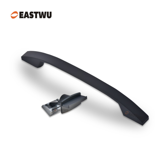 Matt Black Drawer Door Slim Metal Handle with Matt black Metal Hidden Locking Mechanism Lever Handles and locking system for caravan motorhome and RV