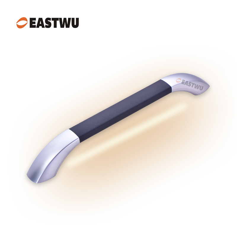 Large Size 400mm Pearl Chrome Handle with Leather Covered Caravan Motorhome RV LED Entry Grab Rail Door Handles