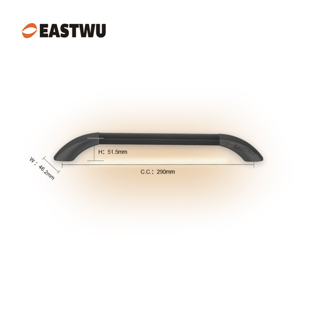 Middle Size 290mm Matt Black Handle with Leather Covered Caravan Motorhome Ambulance LED Entry Door Grab Rail Handles