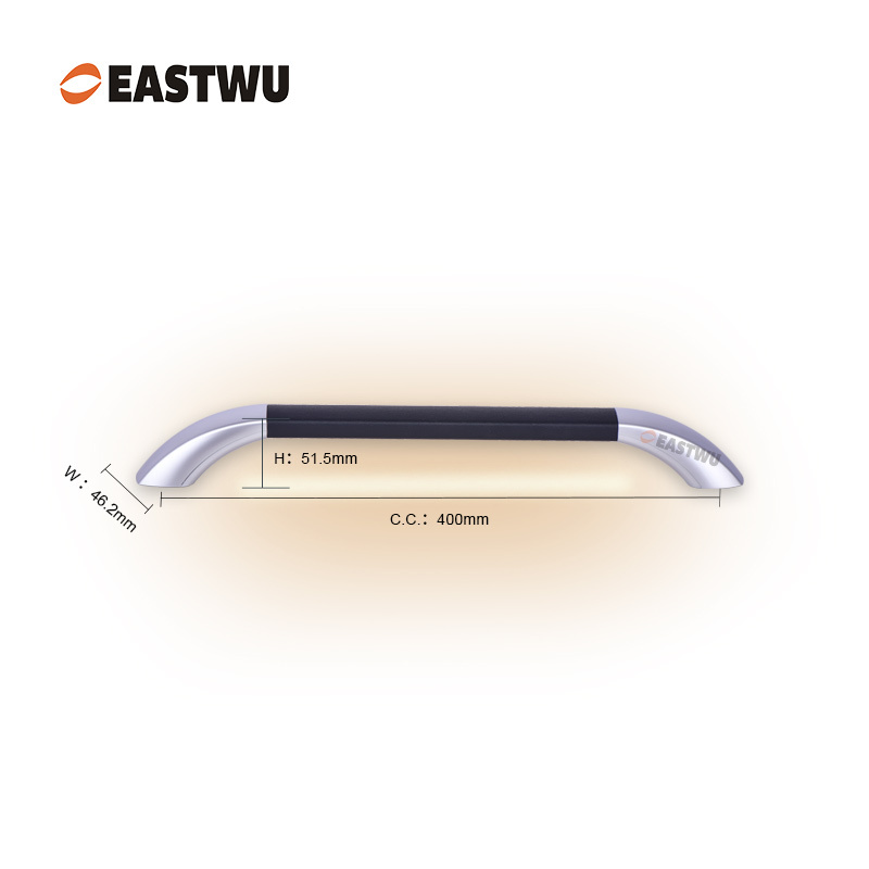 Large Size 400mm Pearl Chrome Handle with Leather Covered Caravan Motorhome RV LED Entry Grab Rail Door Handles
