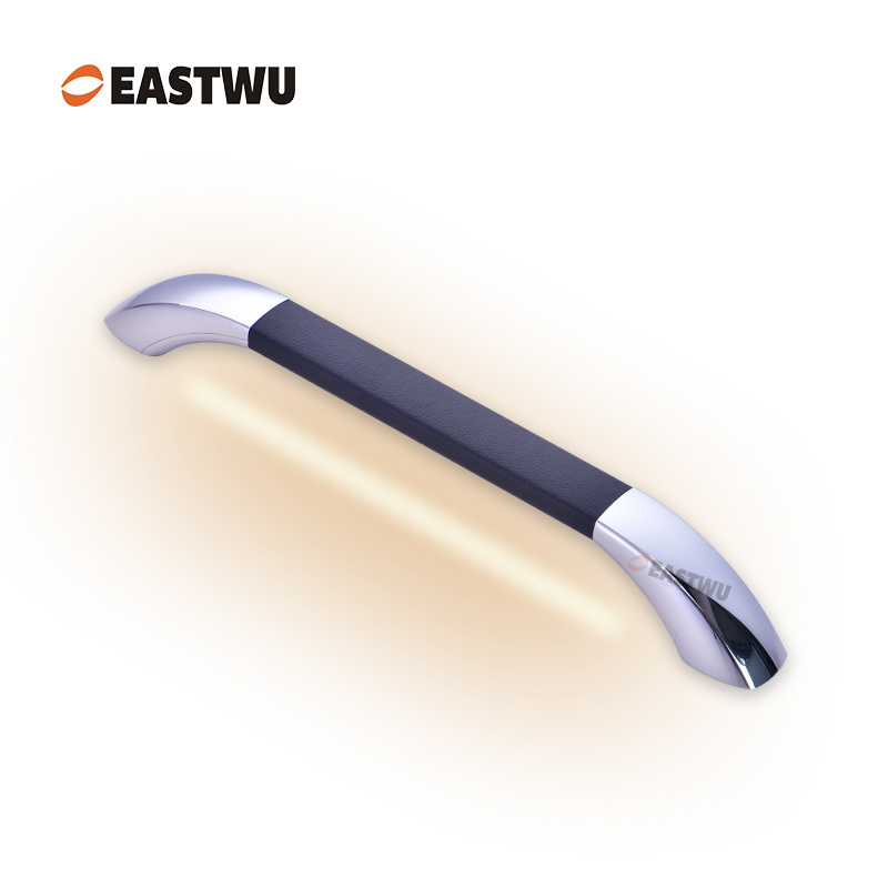 Middle Size 290mm Chrome Handle with Leather Covered Motorhome Caravan LED Entry Door Grab Rail Handles Inside Use Only