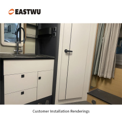 Premium Caravan RV Camper Motorhome Trailer Toilet Washroom Interior Door Handles Locks - Lightweight Aluminum Alloy Matt Black