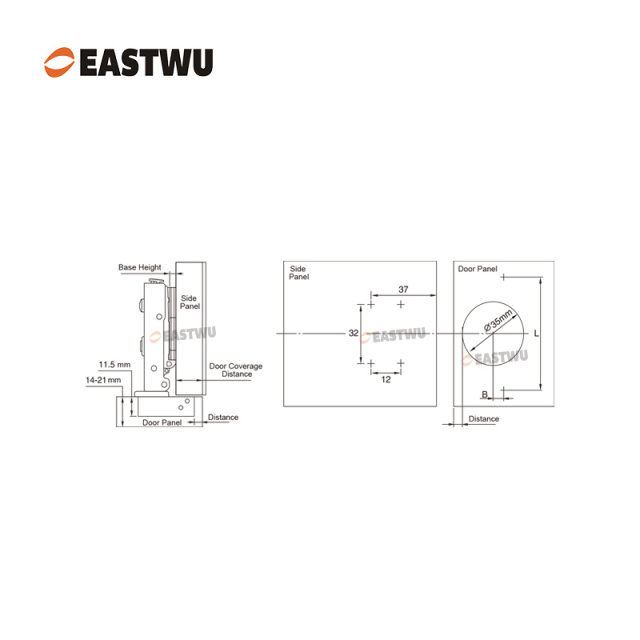 Big bend Nickel Clip-on Soft Close Cabinet Hinge SUS201&SUS304 Embed Opening Angle 105°
