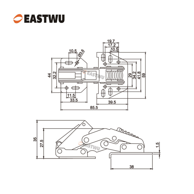 Soft Close Caravan RV Trailer Cabinet Cupboard Hinges Cold-rolled steel No Drilling Without cup Opening Angle 90°