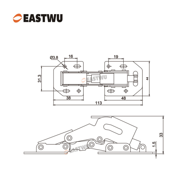 Nickel Soft Close Cabinet Hinge Cold-rolled steel No Drilling Opening Angle 90°
