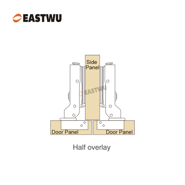 middle bend Nickel Clip-on Soft Close Cabinet Hinge SUS201&SUS304 Half Overlay Opening Angle 105°