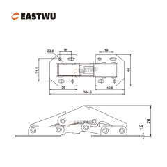 Nickel Ordinary Cabinet Hinge Cold-rolled steel No Drilling Opening Angle 90°
