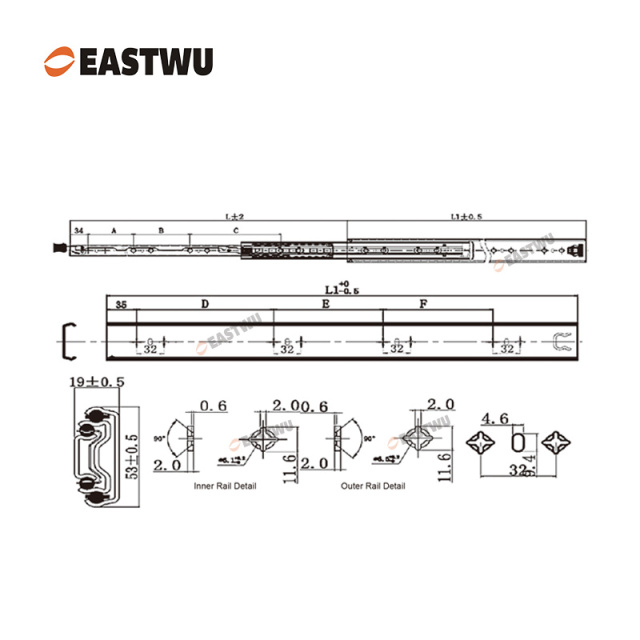 Three Fold Heavy-duty Slide with Locking System Cold-rolled steel Closed Length 250-1800mm （10"-72"）for RV and Caravans