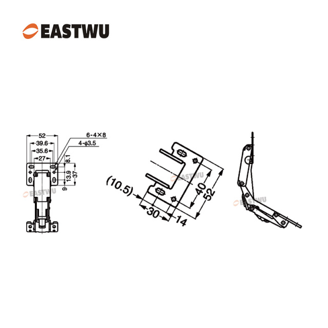 Nickel RV Soft Close Cupboard Door Hinge Cold-rolled Steel NO Drilling Opening Angle 150°