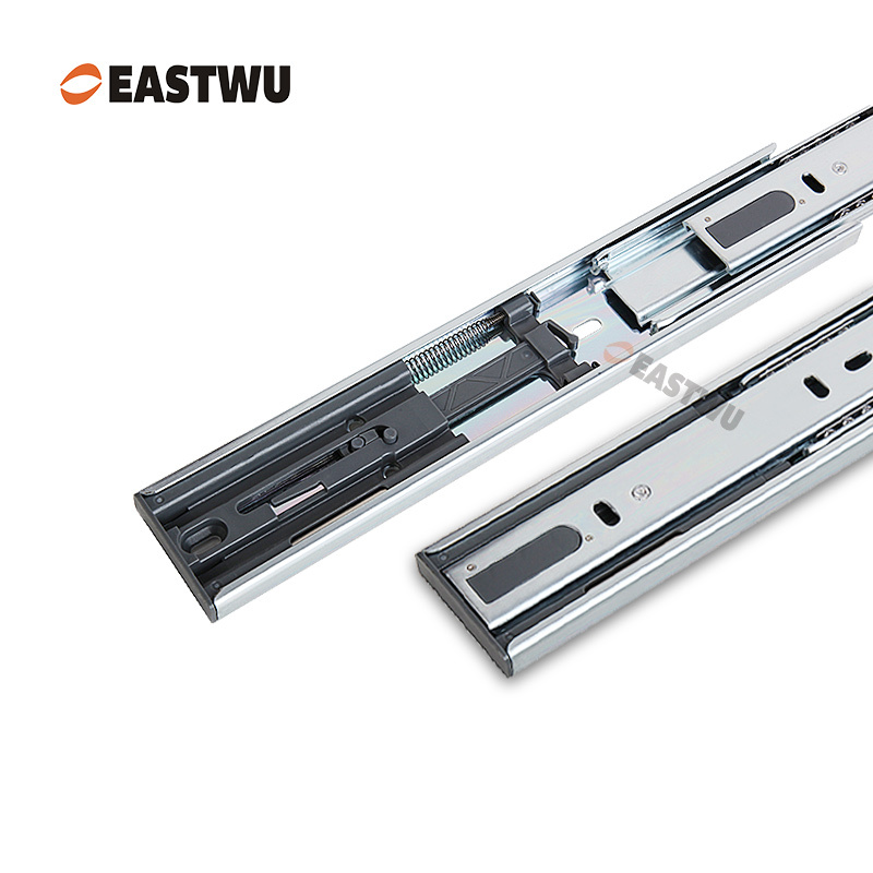 Black Zinc Three Fold Soft Close Ball Bearing Drawer Slide Cold-rolled steel Closed Length 250-600mm （10"-24"）