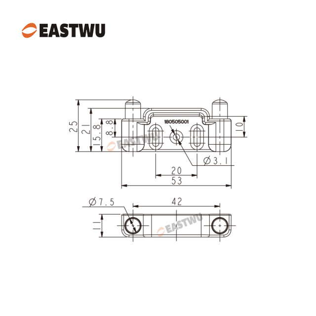 Gray Plastic Spring Striking Plate ABS Size 53X25mm