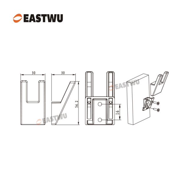 Chrome Plated RV Caravans Motorhomes Coat Hooks ABS No Drilling Size 30X30X54.2mm