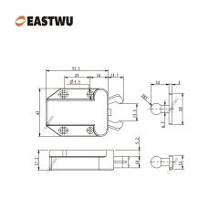 Black Push to Open Cabinet Catch Plastic（Size 55.5X43mm）Board Thickness 12~20mm