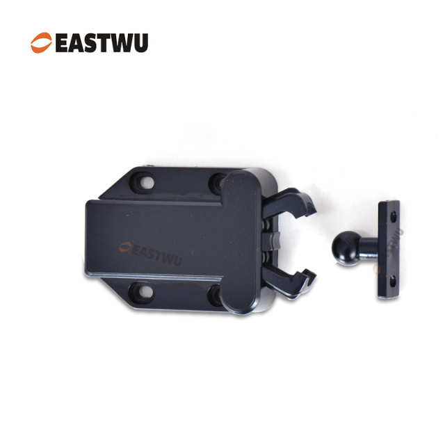Black Push to Open Cabinet Catch Plastic（Size 55.5X43mm）Board Thickness 12~20mm