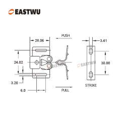 Caravans RVs Motorhomes Furniture Cabinet Copper Double Roller Door Catches No Drilling Carbon Steel&ABS Board Thickness 8~20mm