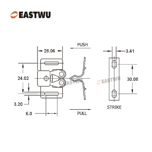 Caravans RVs Motorhomes Furniture Cabinet Copper Double Roller Door Catches No Drilling Carbon Steel&ABS Board Thickness 8~20mm