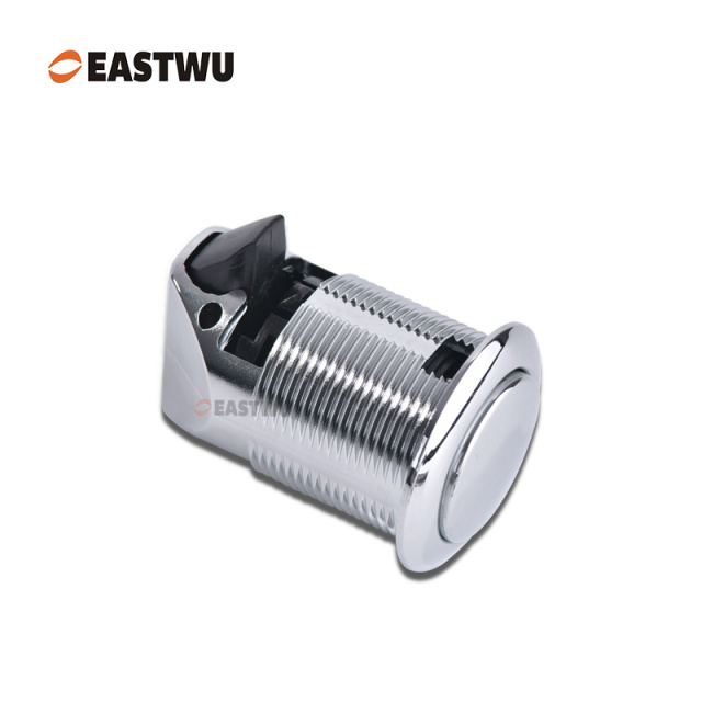 Chrome Push to Close and Turn to Open Push Latch Plastic Cut Out Φ32mm Board Thickness 1~20mm