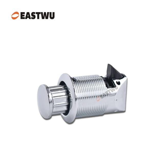 Chrome Push to Close and Turn to Open Push Latch Plastic Cut Out Φ32mm Board Thickness 1~20mm