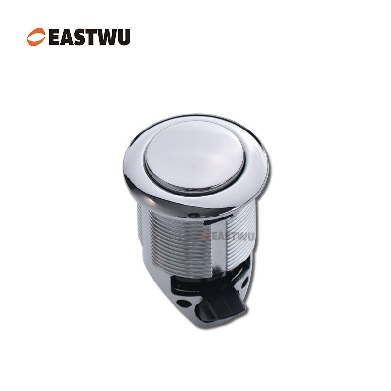 Chrome Push to Close and Turn to Open Push Latch Plastic Cut Out Φ32mm Board Thickness 1~20mm