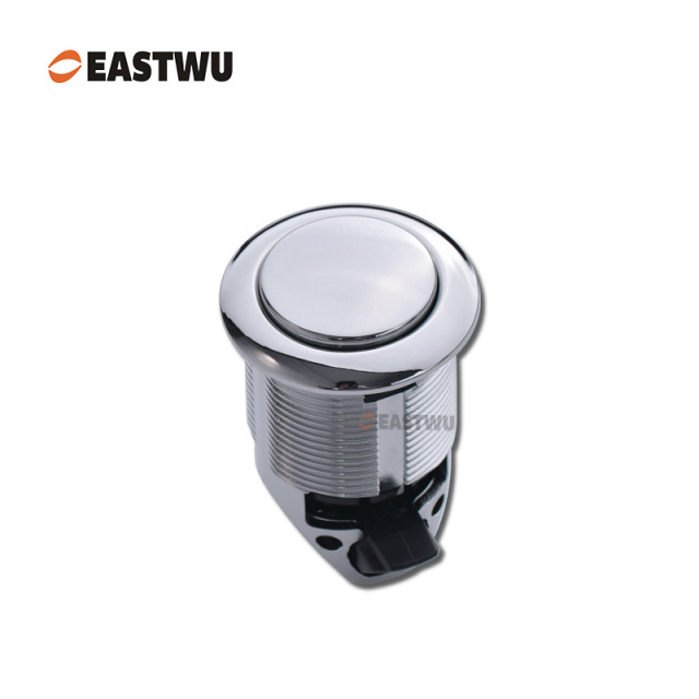 Chrome Push to Close and Turn to Open Push Latch Plastic Cut Out Φ32mm Board Thickness 1~20mm