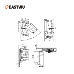 Nickel Soft Close RV Cupboard Door Hinge Cold-rolled Steel NO Drilling Opening Angle 45°