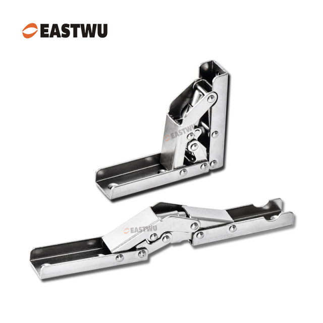 Nickel RV Cupboard Door Folding Hinge Cold-rolled Steel NO Drilling Opening Angle 90°