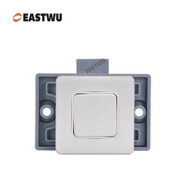 Brushed Nickel Zinc Alloy Square Cupboard Door Nonnoise Push Lock