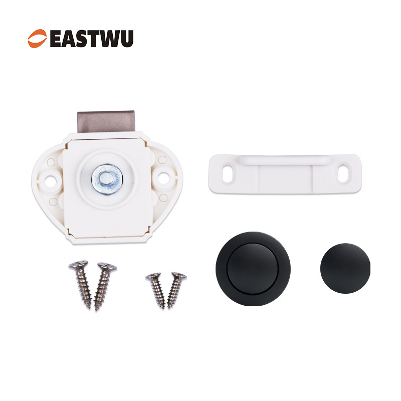 Matt Black Knob Caravans RV Mothors Furniture Cabinet Mini Push Lockand White Mechanism