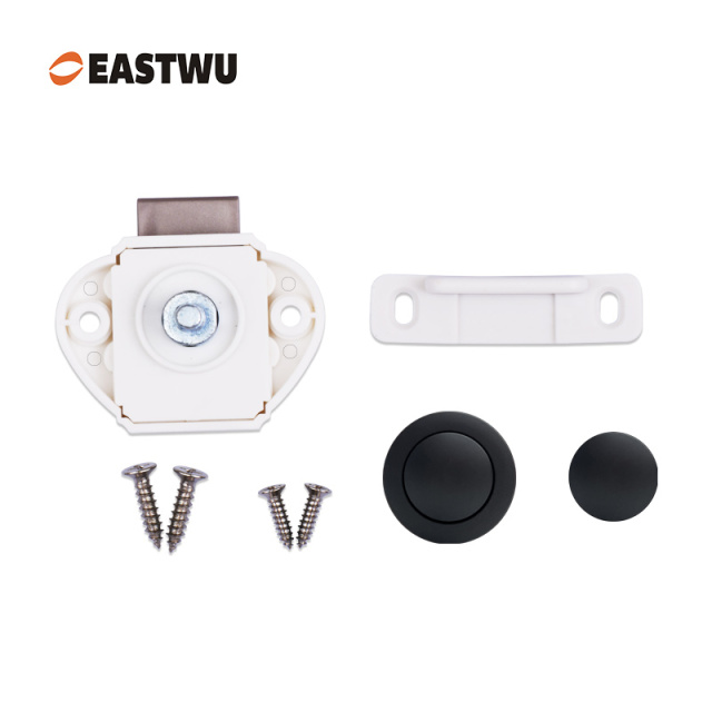 Matt Black Knob Caravans RV Mothors Furniture Cabinet Mini Push Lockand White Mechanism