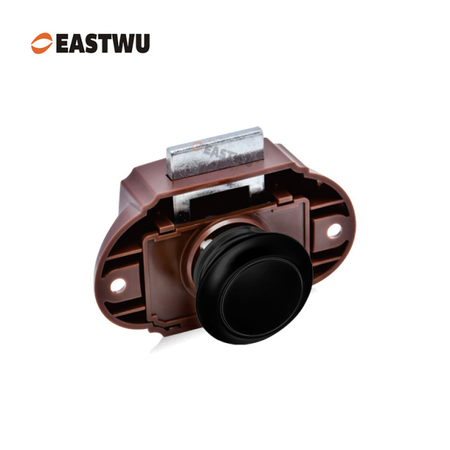 Matt Black RV Caravan Campervan Kitchen Cupboard Cabinet Drawer Hardware Pulls Knobs Handles Catches Keyless Large Push button Latch Lock Cut Out 26mm