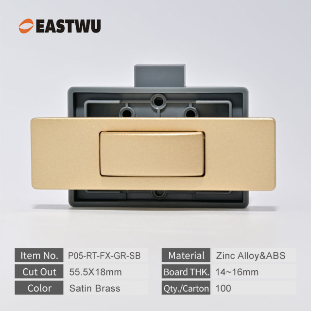 2025 New Satin Brass Caravan RV Interior Furniture Cupboard Drawer Rectangle Push Lock and Latches