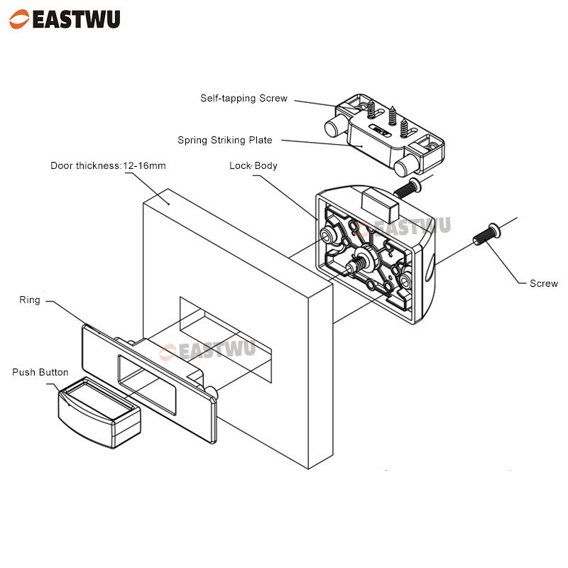 Matt Black Rectangular Push Button Lock Latch for Caravan Motorhome Camper RV Van Furniture