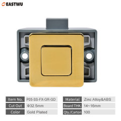 Gold Color Square Handles Push Latch for Caravan RV Motorhome Camper Furniture Cupboard and Cabinet