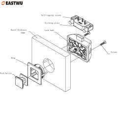 Gold Color Square Handles Push Latch for Caravan RV Motorhome Camper Furniture Cupboard and Cabinet