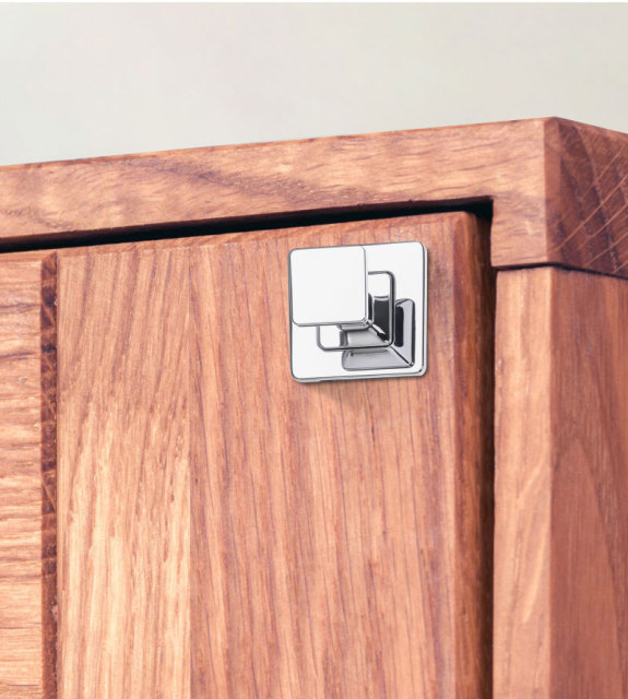 Chrome Plated Caravans RV Motorhomes  Furniture Cupboard Square Handles Push Latch