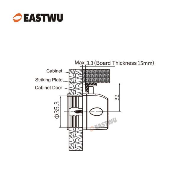 Matt Black Zinc Alloy Square Cupboard Door Nonnoise Push Lock