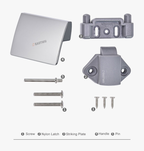 Chrome Zinc Alloy Pull Type Cupboard Door Metal Handle Lock