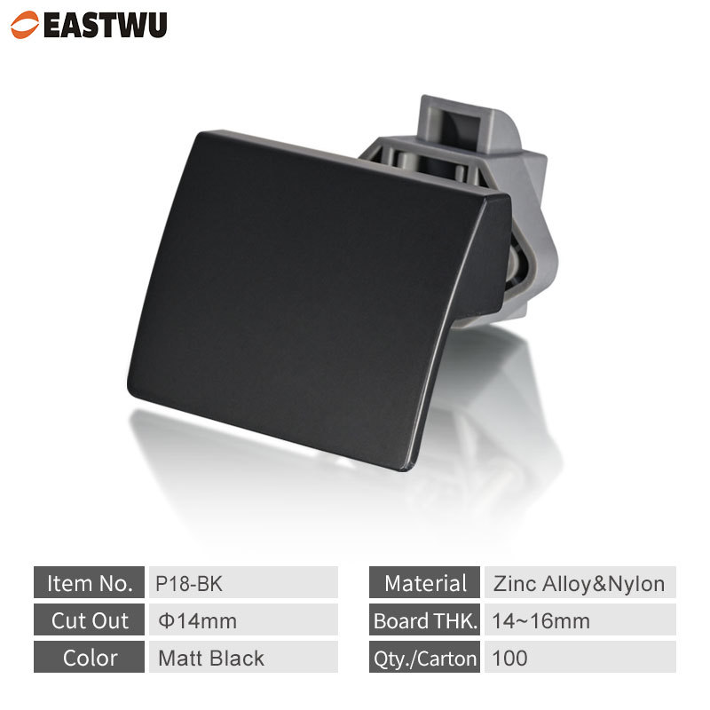 Matt Black Zinc Alloy Pull Type Cupboard Door Metal Handle Lock
