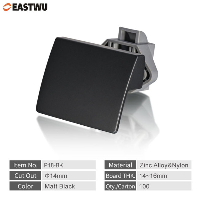 Matt Black Zinc Alloy Pull Type Cupboard Door Metal Handle Lock