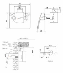 Chrome Zinc Alloy Pull Type Cupboard Door Metal Handle Lock