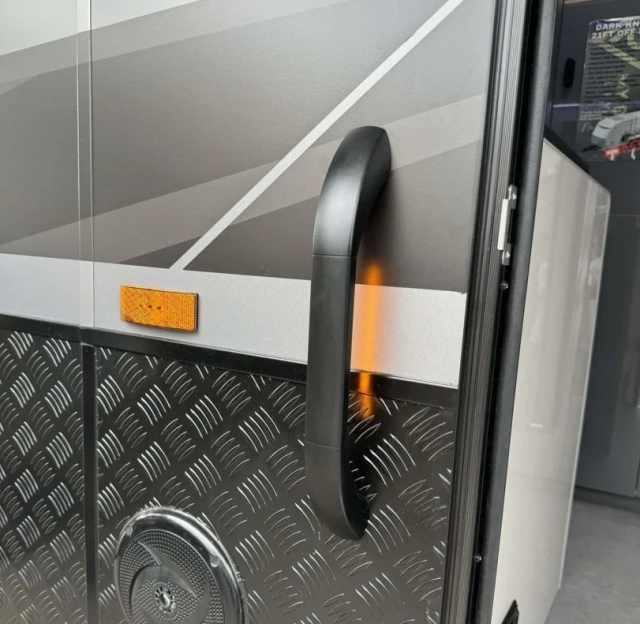 Upgrade RV Caravan Motorhome Camper Marine Yacht Entry Door Assist LED Lamp Grab Rail Bar Handles with Push Button Matt Black Satin Brass White Finish