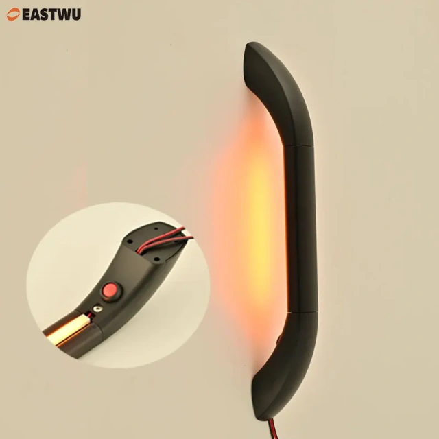 Upgrade RV Caravan Motorhome Camper Marine Yacht Entry Door Assist LED Lamp Grab Rail Bar Handles with Push Button Matt Black Satin Brass White Finish