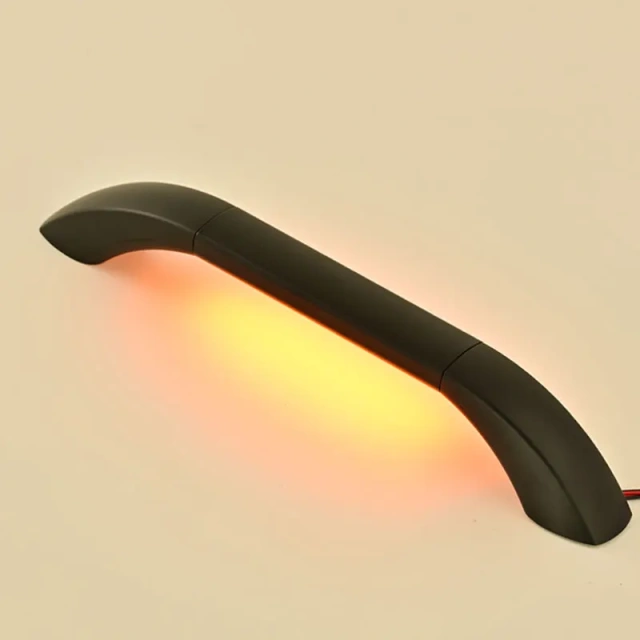 Upgrade RV Caravan Motorhome Camper Marine Yacht Entry Door Assist LED Lamp Grab Rail Bar Handles with Push Button Matt Black Satin Brass White Finish