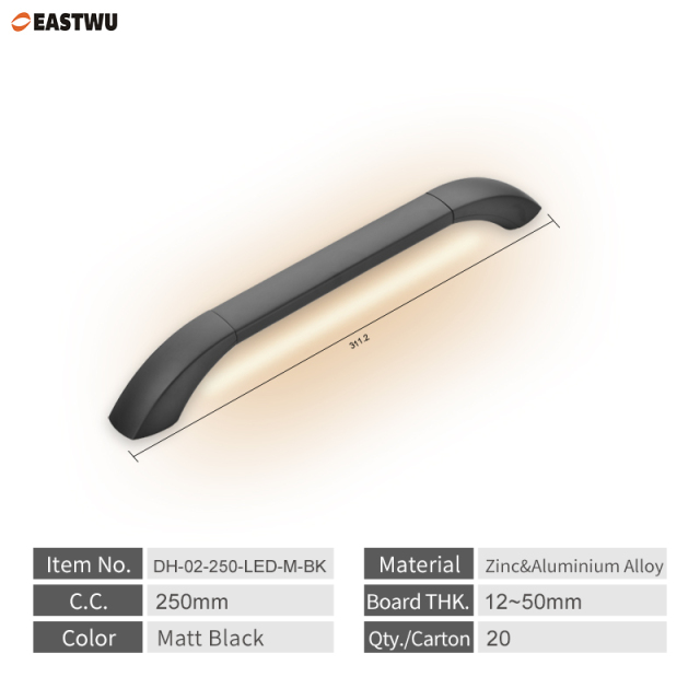 Premium Caravan RV Grab Rail Handles with LED Light Matt Black   Suitable for both exterior and interior